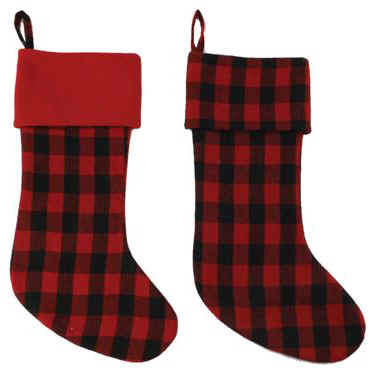 PLAID Red & Black Christmas Stockings