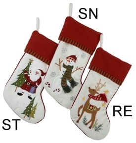 White Santa, Snowman, Reindeer Character Christmas Stockings