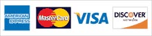 We accept American Express, MasterCard, Visa and Discover